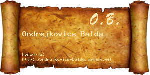 Ondrejkovics Balda névjegykártya